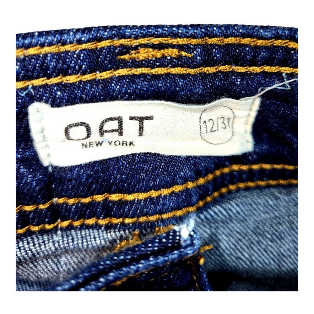 OAT NY Women's High Rise Wide Leg Denim Blue Jeans Frayed Hem Size 12/ 31 - Picture 6 of 6